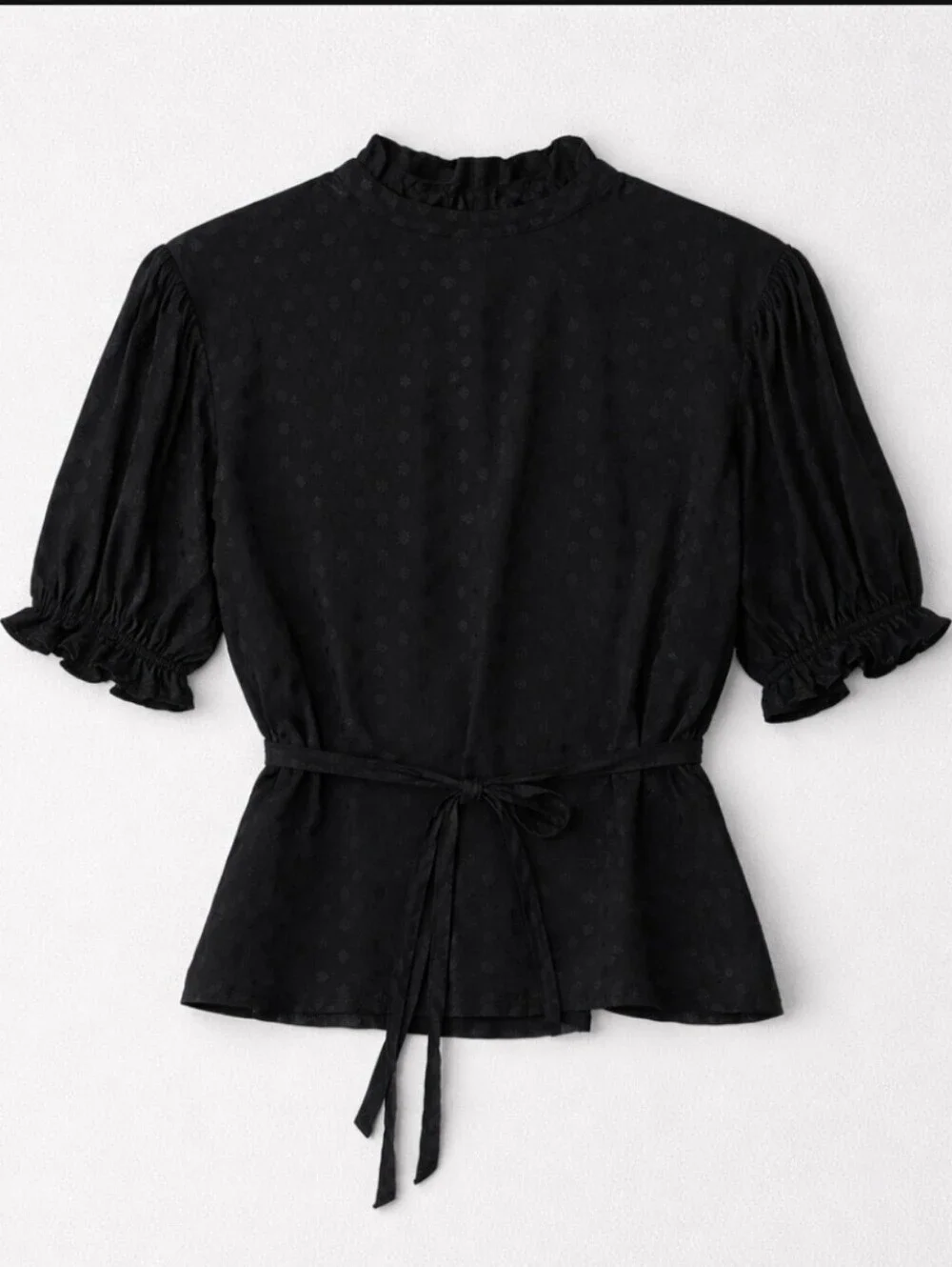 🆕 Old Navy Black Wrap Tie-Blouse with Puff Sleeves